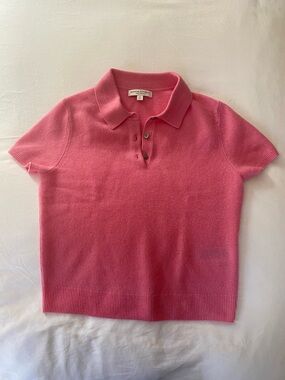 Banana Republic Pink Short-Sleeve Polo Sweater